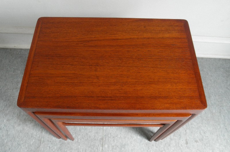 MID CENTURY DANISH MODERN HELGE VESTERGAARD JENSEN TEAK NESTING TABLES 